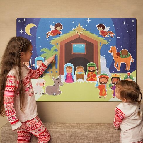 Christmas Nativity Felt Story Board Set for Toddlers Nativity Baby Jesus Birth Felt Story Nativity Scene Set Christmas Crafts Decoration for Religious Party Favor Game for Kids in Saudi Arabia