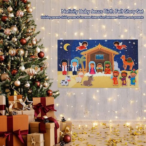 Christmas Nativity Felt Story Board Set for Toddlers Nativity Baby Jesus Birth Felt Story Nativity Scene Set Christmas Crafts Decoration for Religious Party Favor Game for Kids in Saudi Arabia