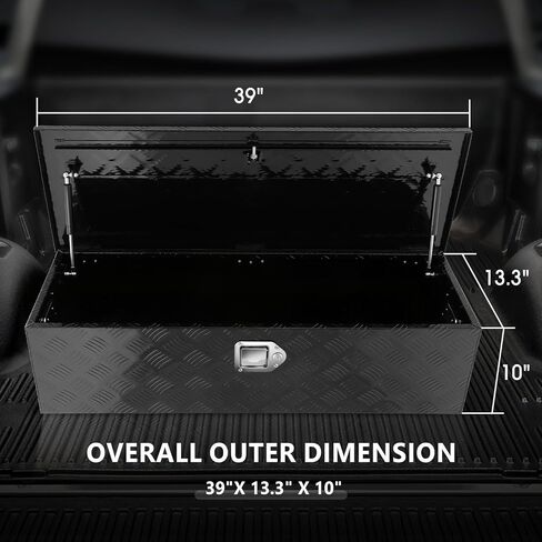 صندوق أدوات شاحنة DNA MOTORING قابل للقفل، صندوق أدوات سرير الشاحنة، منظم سرير الشاحنة، صناديق أدوات شاحنة من الألومنيوم لسرير الشاحنة، مع قفل ومفاتيح، 40 بوصة طول × 14.5 بوصة عمق × 11 بوصة ارتفاع، فضي، TBOX-T5-004-BK in Saudi Arabia