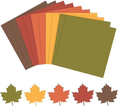 AnyDesign 50 Sheet 12 x 12 Inch Assorted Autumn Colored Card Stock Paper Red Yellow Green Brown Scrapbook Paper for Fall Thanksgiving DIY Maple Leaves Card Making School Office Home Supplies, 65lb in Saudi Arabia