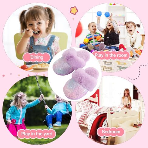 Girls Plush House Slippers Fluffy Multicolor Mermaid Slippers, Cute Faux Fur Slip-on Shoes Memory Foam House Slipper in Kuwait