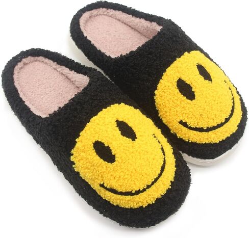 Happy Face Kids Slippers: Plush Non-Slip House Slippers For Girls & Boys & Little Big Toddler Unisex Kids Ultra Comfort Cute Soft and Fuzzy in Saudi Arabia