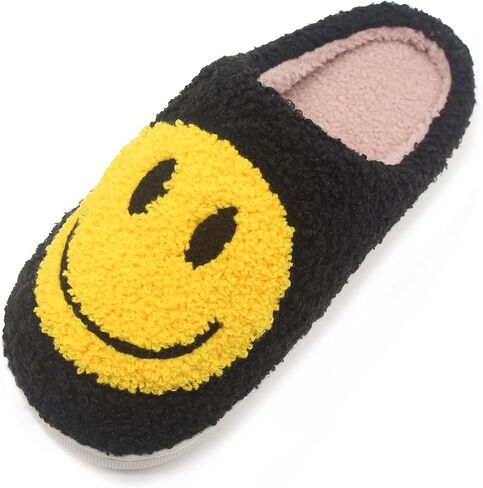 Happy Face Kids Slippers: Plush Non-Slip House Slippers For Girls & Boys & Little Big Toddler Unisex Kids Ultra Comfort Cute Soft and Fuzzy in Saudi Arabia