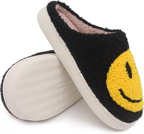 Happy Face Kids Slippers: Plush Non-Slip House Slippers For Girls & Boys & Little Big Toddler Unisex Kids Ultra Comfort Cute Soft and Fuzzy in Saudi Arabia
