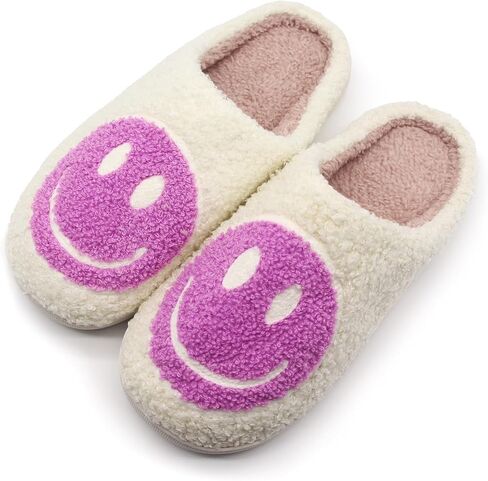 Happy Face Kids Slippers: Plush Non-Slip House Slippers For Girls & Boys & Little Big Toddler Unisex Kids Ultra Comfort Cute Soft and Fuzzy in Saudi Arabia