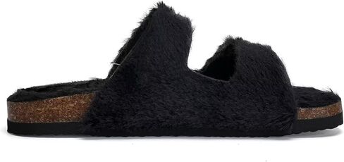Torotto Kids Slippers Boys Girls Fluffy Furry Non-slip Cork House Slippers with Adjustable Straps Open Toe for Indoor & Outdoor in Kuwait