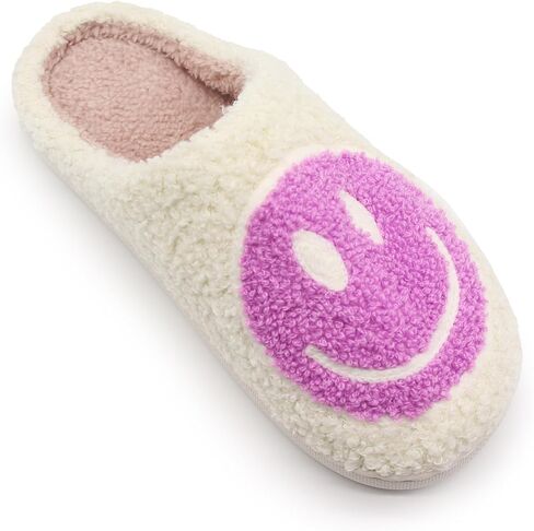 Happy Face Kids Slippers: Plush Non-Slip House Slippers For Girls & Boys & Little Big Toddler Unisex Kids Ultra Comfort Cute Soft and Fuzzy in Saudi Arabia