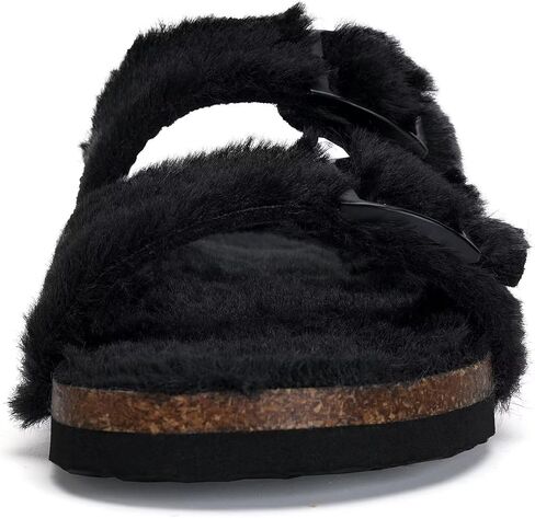 Torotto Kids Slippers Boys Girls Fluffy Furry Non-slip Cork House Slippers with Adjustable Straps Open Toe for Indoor & Outdoor in Kuwait