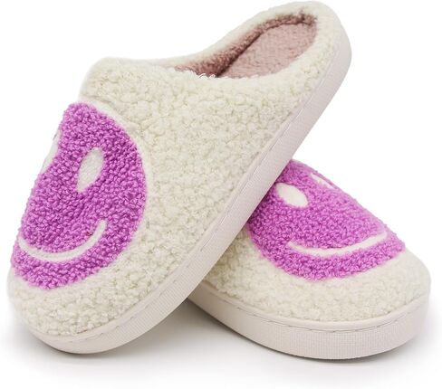 Happy Face Kids Slippers: Plush Non-Slip House Slippers For Girls & Boys & Little Big Toddler Unisex Kids Ultra Comfort Cute Soft and Fuzzy in Saudi Arabia