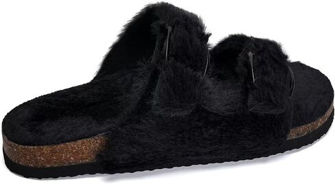 Torotto Kids Slippers Boys Girls Fluffy Furry Non-slip Cork House Slippers with Adjustable Straps Open Toe for Indoor & Outdoor in Kuwait