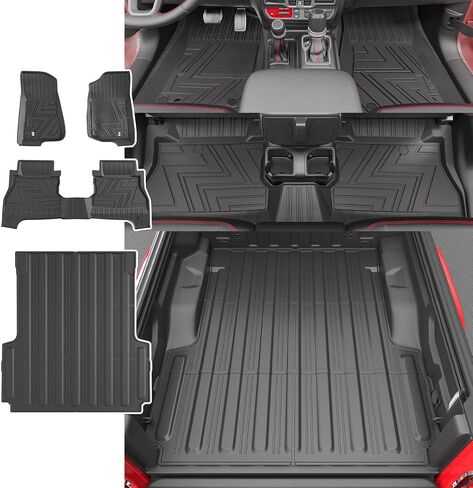 حصيرة سرير شاحنة Xipoo TPE متوافقة مع 2020-2024 Jeep Gladiator JT أرضية حصيرة استبدال حصيرة الشاحنة الخلفية لملحقات 2020-2024 Jeep Gladiator JT (حصيرة الشاحنة + حصيرة الأرضية) in Kuwait