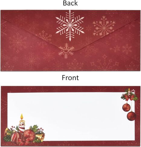 120 Christmas Ornament Bells Envelopes #10 Holiday Red Ornaments Envelope Invitations Letter Standard Glue Seal Closure for Wedding Stationary Office Business Letters Notes Mailing Supplies in Saudi Arabia