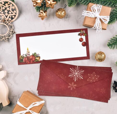 120 Christmas Ornament Bells Envelopes #10 Holiday Red Ornaments Envelope Invitations Letter Standard Glue Seal Closure for Wedding Stationary Office Business Letters Notes Mailing Supplies in Saudi Arabia