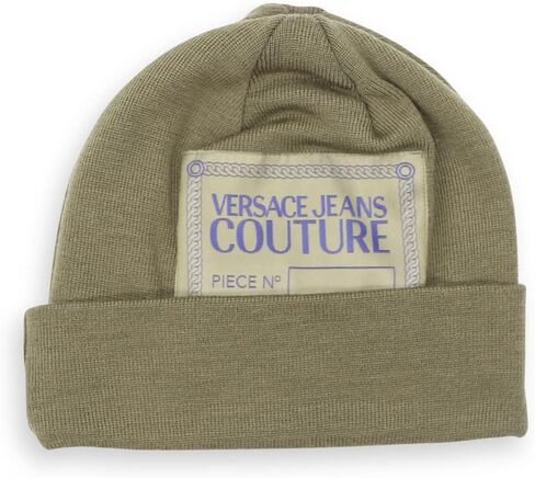 قبعة VERSACE JEANS COUTURE للرجال من الصوف الأخضر الزيتوني مع شعار مطبق 73VAZK44ZG121 in Saudi Arabia
