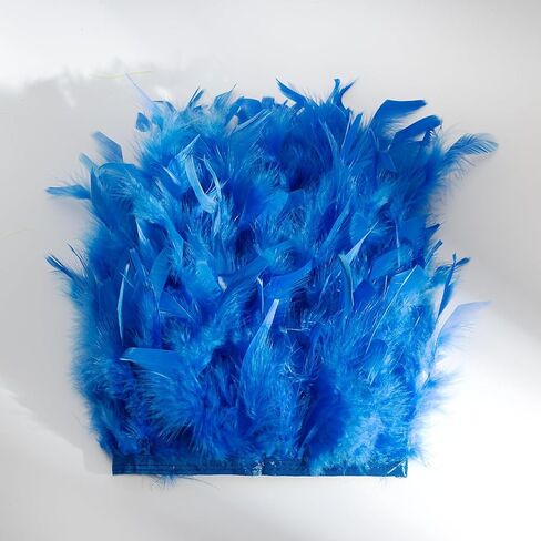 Blue Turkey Feather Trim Fringe for DIY Dress Skirt Crafts，Feathers Trim by The Yard Width 4-6 inches Costumes Decoration per Pack of 2 Yards in Saudi Arabia
