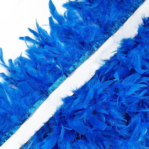 Blue Turkey Feather Trim Fringe for DIY Dress Skirt Crafts，Feathers Trim by The Yard Width 4-6 inches Costumes Decoration per Pack of 2 Yards in Saudi Arabia