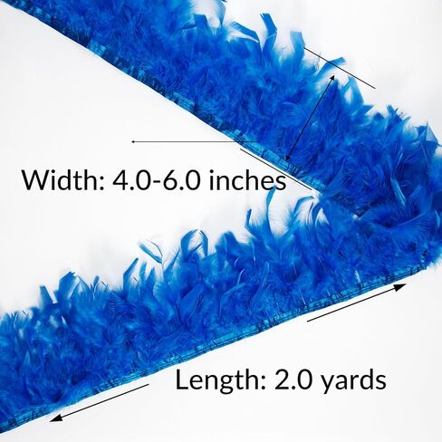 Blue Turkey Feather Trim Fringe for DIY Dress Skirt Crafts，Feathers Trim by The Yard Width 4-6 inches Costumes Decoration per Pack of 2 Yards in Saudi Arabia
