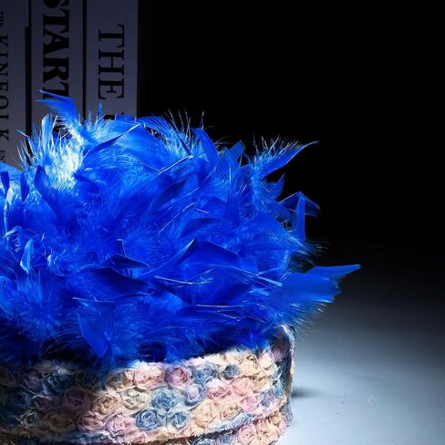 Blue Turkey Feather Trim Fringe for DIY Dress Skirt Crafts，Feathers Trim by The Yard Width 4-6 inches Costumes Decoration per Pack of 2 Yards in Saudi Arabia