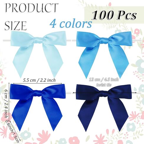 Twist Tie Bows, 100 Pcs Satin Twist Tie Bows for Treat Bag Satin Ribbon Tie Bows for Tying Up Packages Present Bags Bakery Candy Bags Decorating Ribbon Bow Gift Wrap Bows (sage Green) in Kuwait