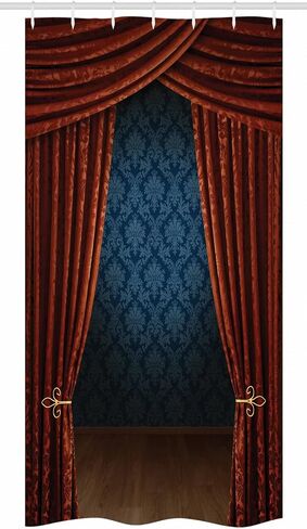 Ambesonne Victorian Stall Shower Curtain, Grand Opening Showroom with Retro Pattern Wall Classic Stage Theatrical, Fabric Bathroom Decor Set with Hooks, 36" W x 72" L, Burgundy in Saudi Arabia