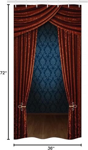 Ambesonne Victorian Stall Shower Curtain, Grand Opening Showroom with Retro Pattern Wall Classic Stage Theatrical, Fabric Bathroom Decor Set with Hooks, 36" W x 72" L, Burgundy in Saudi Arabia