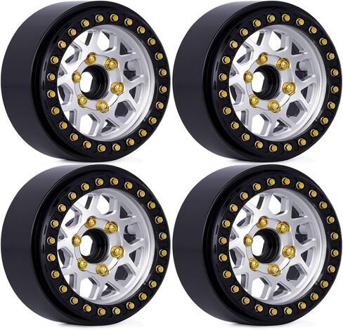 4 قطع CNC من الألومنيوم 1.9 Beadlock عجلة محور العجلة لسيارة 1/10 RC الزاحفة SCX10 RC4WD D90 TRX4 Capra VS4-10 CC01 LCG ترقيات الإطارات (فضي) in Saudi Arabia