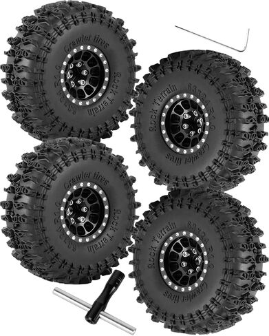 1.0" Beadlock RC Wheels and Tires for 1/18 TRX4M,1/24 Axai1 SCX24 RC Crawler,1.0 Beadlock Tires w/Alloy Aluminium Wheels 1.0 rc Beadlock Rims,4PCS,Black in Kuwait