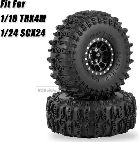 1.0" Beadlock RC Wheels and Tires for 1/18 TRX4M,1/24 Axai1 SCX24 RC Crawler,1.0 Beadlock Tires w/Alloy Aluminium Wheels 1.0 rc Beadlock Rims,4PCS,Black in Kuwait