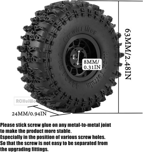 1.0" Beadlock RC Wheels and Tires for 1/18 TRX4M,1/24 Axai1 SCX24 RC Crawler,1.0 Beadlock Tires w/Alloy Aluminium Wheels 1.0 rc Beadlock Rims,4PCS,Black in Kuwait