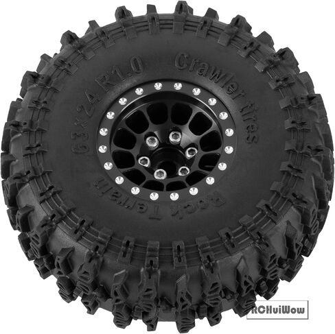 1.0" Beadlock RC Wheels and Tires for 1/18 TRX4M,1/24 Axai1 SCX24 RC Crawler,1.0 Beadlock Tires w/Alloy Aluminium Wheels 1.0 rc Beadlock Rims,4PCS,Black in Kuwait