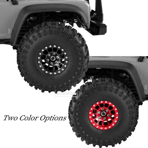 1.0" Beadlock RC Wheels and Tires for 1/18 TRX4M,1/24 Axai1 SCX24 RC Crawler,1.0 Beadlock Tires w/Alloy Aluminium Wheels 1.0 rc Beadlock Rims,4PCS,Black in Kuwait