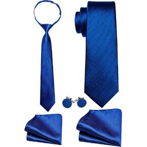 Barry.Wang Pre-Tied for Kids Adjustable Boys Father-son/Brothers Tie Sets Pocket Square Cufflinks Set Teenager Graduation