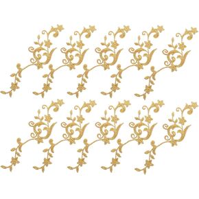 VICASKY Vintage Decor Flower Stickers 5 Pairs Gold Flower Embroidery Patch Floral Lace Applique DIY Sewing Craft for Wedding Prom Dress Clothes Clothing Jean Vintage Decor Flower Stickers