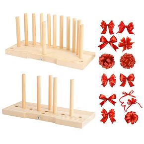Newooh Bow Maker Wooden Wreath Bow Maker Tool, Portable Bow Tie Machine for Kitchen and Home Making, Beige