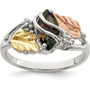 Mt. Rushmore Black Hills 925 Sterling Silver Gold Mystic Fire Topaz Flower Ring Gemstone Band