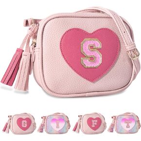 Birthday Gifts for 2 3 4 5 6 7 8 9 10 Year Old Girl,Cute Little Girl Purse Toddler Purse for Kids Wallet,Small Initial Shoulder Crossbody Bag,Personalized Christmas Gift for Daughter Baby(Rainbow,A)