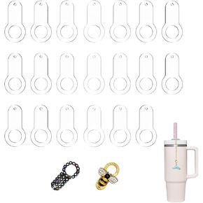 20 pcs Acrylic Tumbler Straw Charm Blanks, Add Custom Style to Drinks with Attachable Charms, Fits Standard Straws