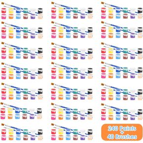 Washable Paint for kids, 280 Pcs Mini Acrylic Paint Set for Kids Art Craft, 12 Colors Acrylic Paint with Kids Paint Brushes for Boy Girl Party Favor Painting Easter(20 Sets)