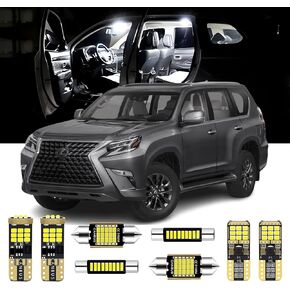 20 Pieces Interior LED Lights Kit + Back Up Reverse Lights for Lexus GX460 2010 - 2020 Land Cruiser Prado 150 3.5L/4.0L White Interior Light Back Up Bulbs Package + License Plate Lights, Install Tool