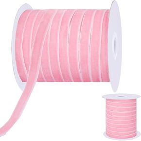 50 Yards Light Pink Christmas Ribbon Velvet,3/8 Inch Velvet Fabric,Vintage Velvet Ribbon for Choker Gifts Wrapping Hair Bows,Flower Bouquet,Wedding Home Decoration DIY Project