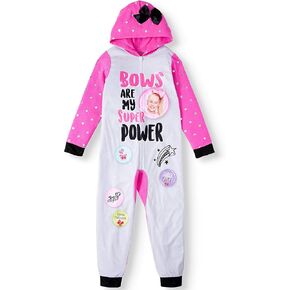 JoJoSiwa Bows are My Super Power Girls Blanket Sleeper (Small (6-6X)) Gray