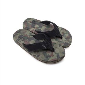 Volcom Boy's Big Kids Unisex Victor Flip Flop Sandal, Dark Camo-New, 3