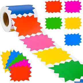 300 Pieces Yard Sale Price Stickers，2.5×3.5 Inch Garage Sale Signs Price Tag Stickers Self-Adhesive Starburst Sale Price Tags Bulletin Board Decorations for Classroom