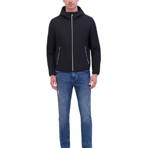 Kenneth Cole Men's Hooded Soft Shell with Coil Zip Detail