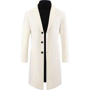 Lars Amadeus Winter Trench Coat for Men's Single Breasted Notch Lapel with Pockets Formal Overcoat