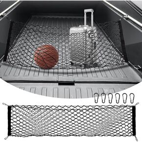Truck Bed Cargo Mesh Net for Tesla Cybertruck 2024, with Aluminum Alloy Carabiners Envelope Style Stretchable Storage Cargo Nets Organizer for Cybertruck Accessories