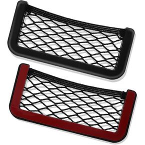 2 Pcs ABS Plastic Frame Car Storage Net Bag Phone Car Mesh Net Holder RV Storage Boat Cargo Pocket Organizer Framed Mesh Net Pocket with Screws for Auto RV Net (4, 9 x 4 Inch)