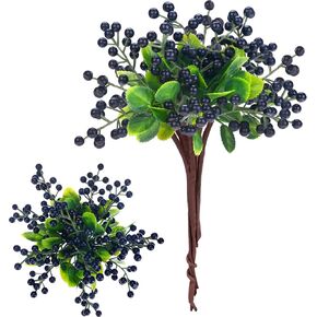 Felice Arts 6 Pack Christmas Picks Artificial Red Berry Stems Fake Holly Berries for Xmas Tree Ornaments DIY Wreath Vase Fireplace Decor