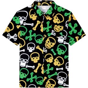 Boy's Halloween Novelty Button Down Short Sleeve Shirt
