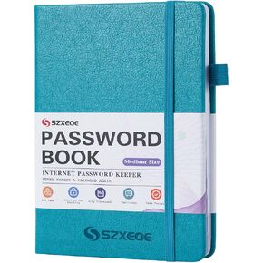 SZXEOE Password Keeper Book with Alphabetical Tabs, Password NoteBook for Seniors, Medium Size Address Book for Internet Website Log in Detail, Password Organizer Logbook for Home Office (Black)